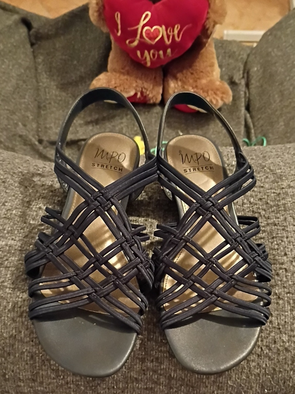 Impo Navy Strappy Woven Slingback Sandals